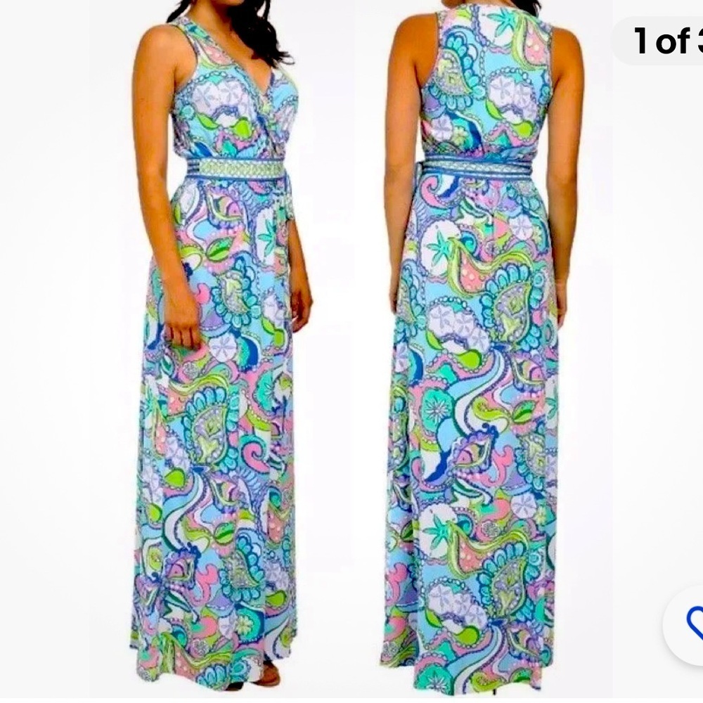 Lilly Pulitzer BELLINA Conch Republic SEASHELL Maxi Dress  SizeXS - Picture 2 of 14